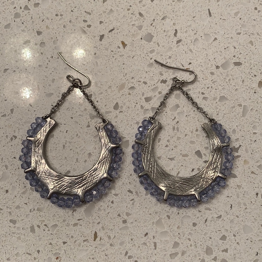 Beaded blue teardrop earrings